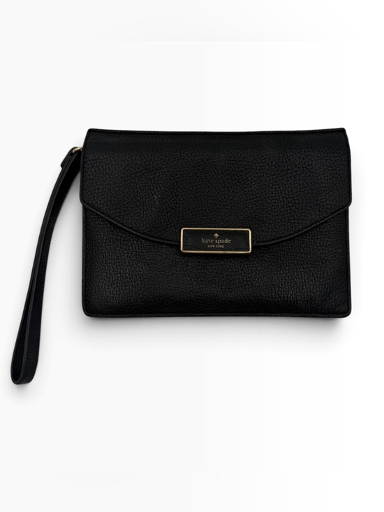 kate spade Handbags - Kate Spade Black Pebbled Leather Envelope Wristlet Clutch Detachable Strap